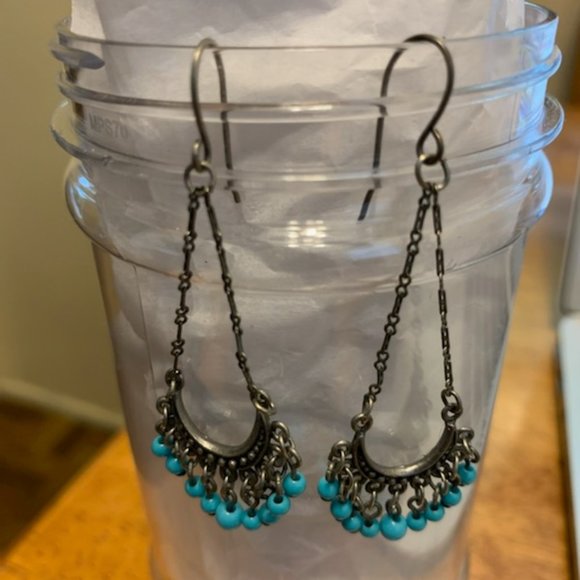 Blue Beaded dangle earrings - Picture 1 of 6